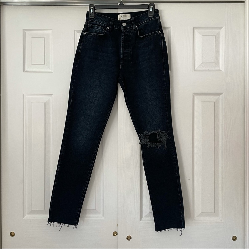 Free People We the Free Distressed Button Fly Raw Hem Jeans